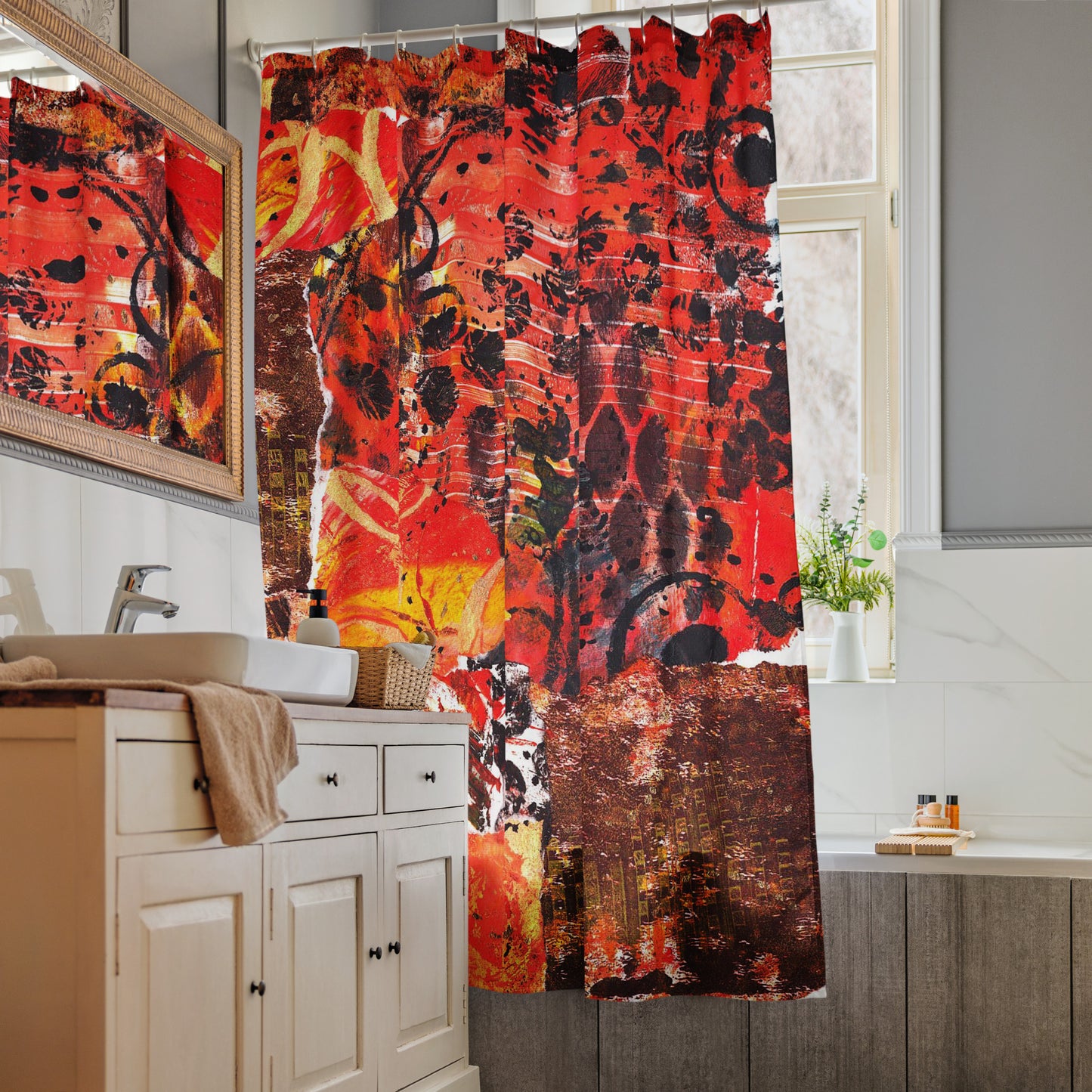 Love Orange 4 Shower Curtain